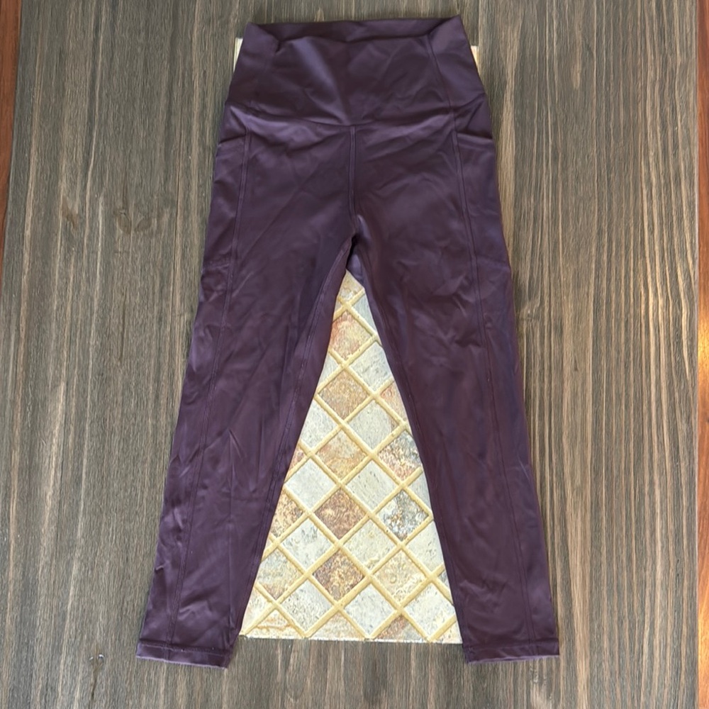 Zyia Active Wine Pocket Brilliant Hi-Rise Capri Leggings, Purple, Plum, Size 2